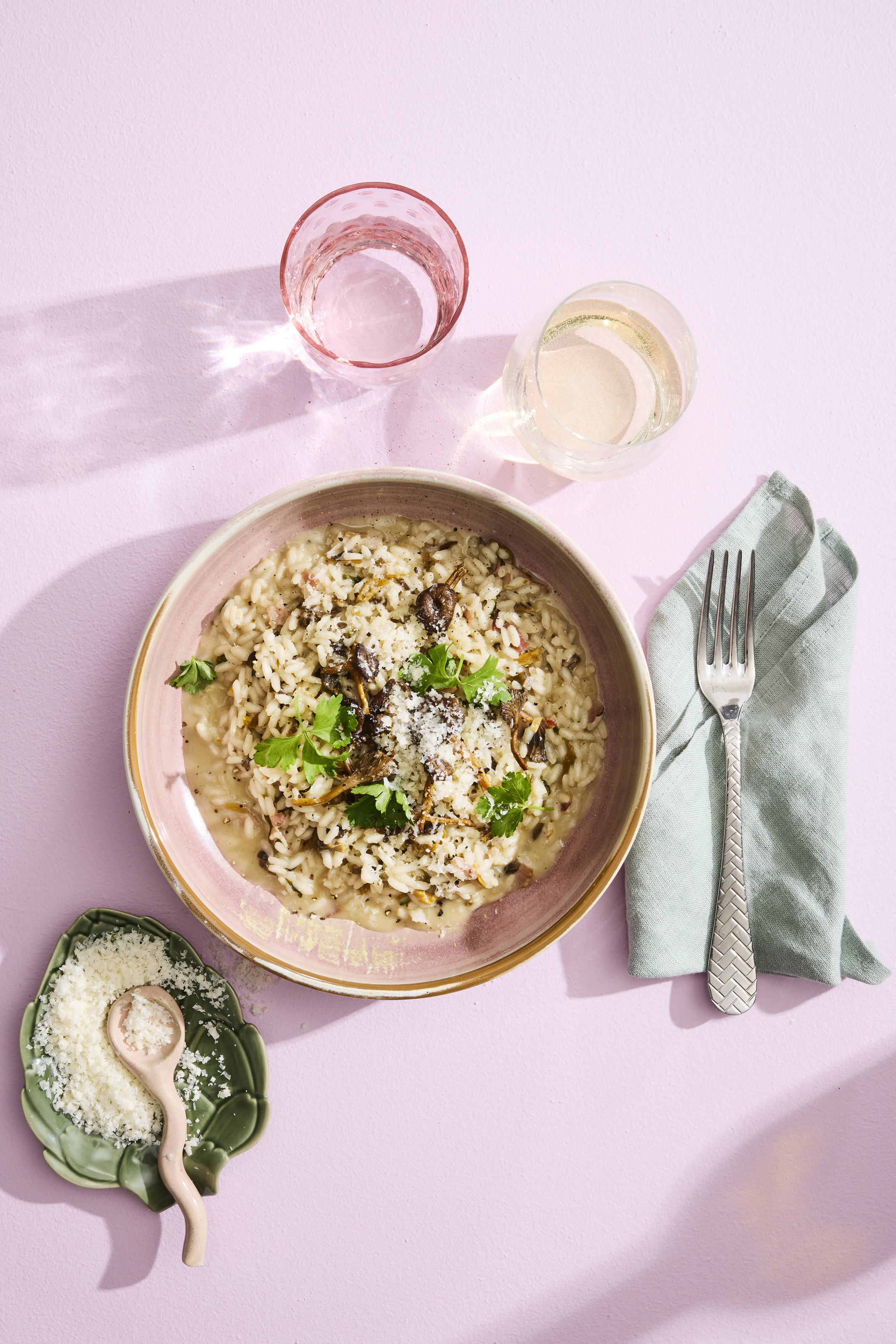 Sienirisotto lautasella