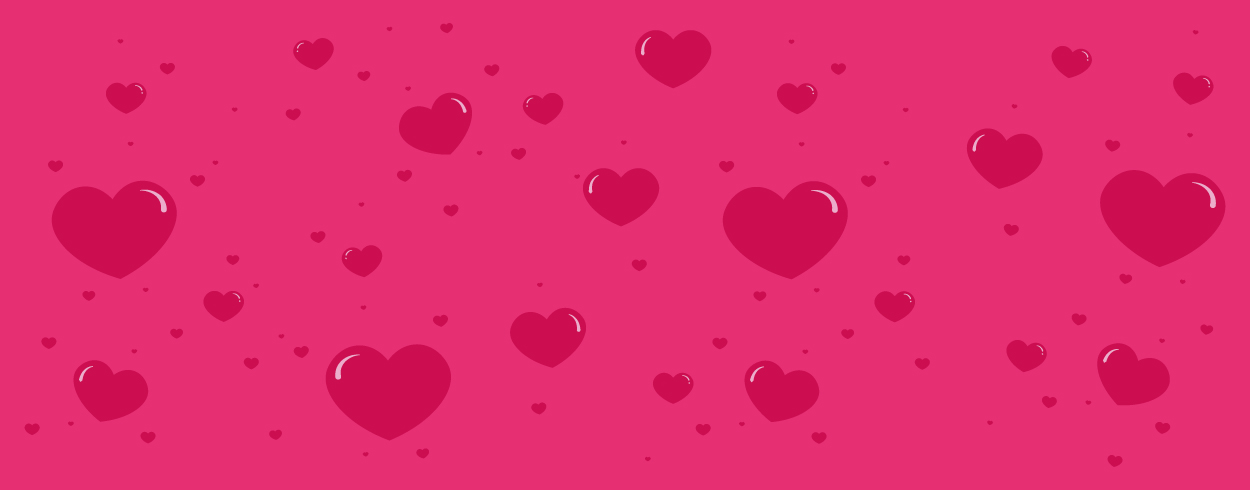 Ystävänpäivän kuva punaisilla sydämmillä