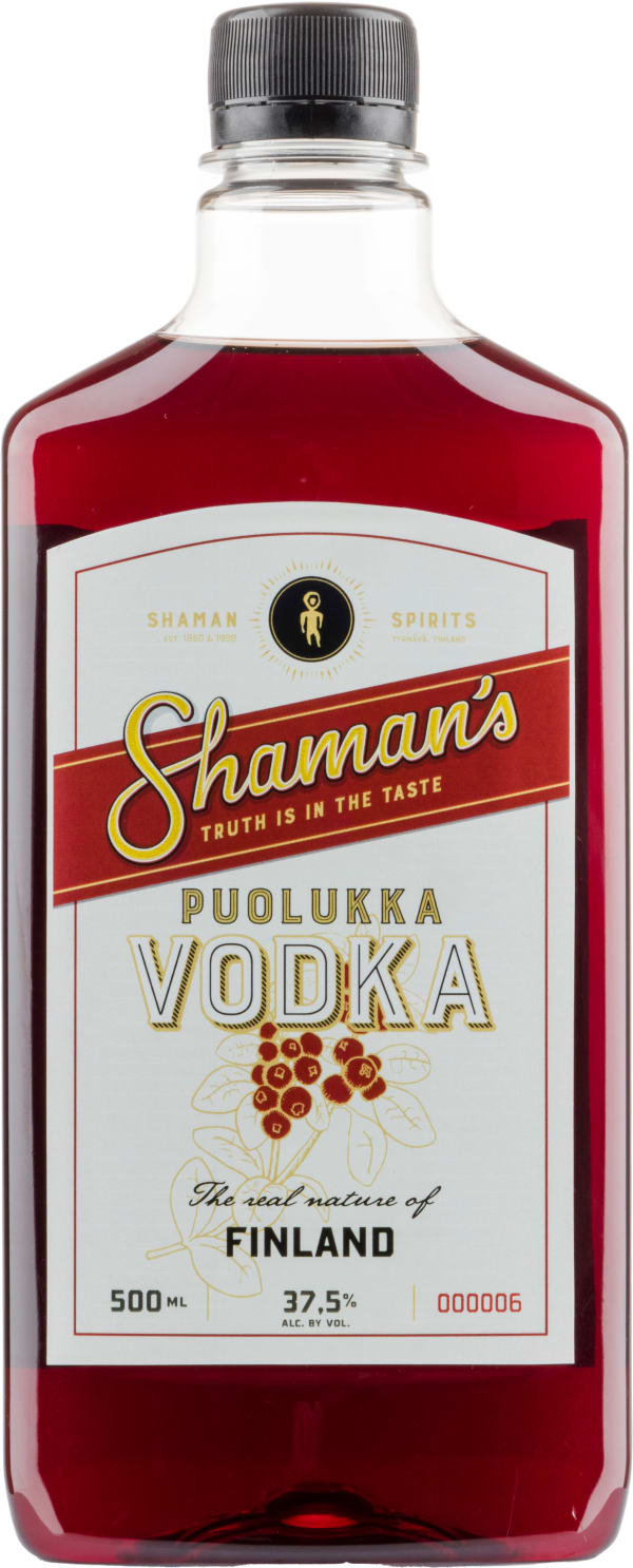 Shaman's Puolukka Vodka muovipullo