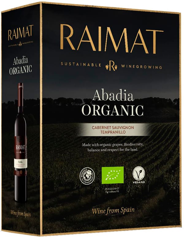 Raimat Abadía Cabernet Sauvignon Tempranillo Organic 2021 hanapakkaus