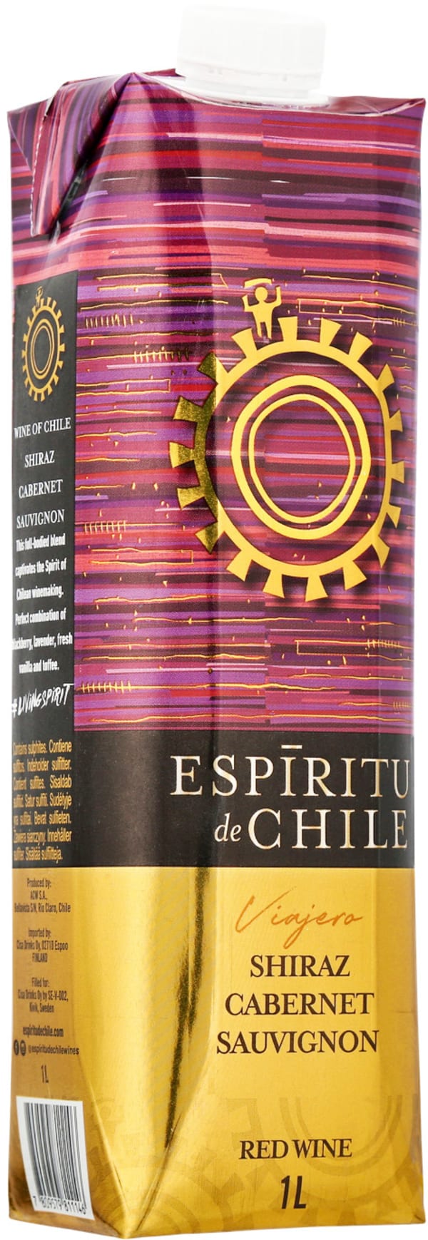 Espiritu de Chile Viajero Shiraz Cabernet 2024 kartongförpackning bild 1/1