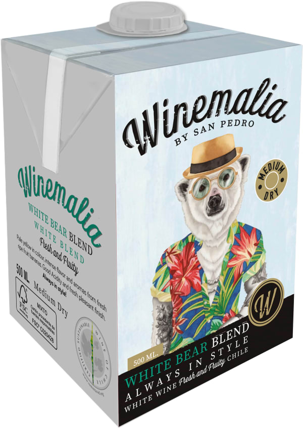 Winemalia Medium Dry White Bear Blend 2021 kartonkitölkki Alko