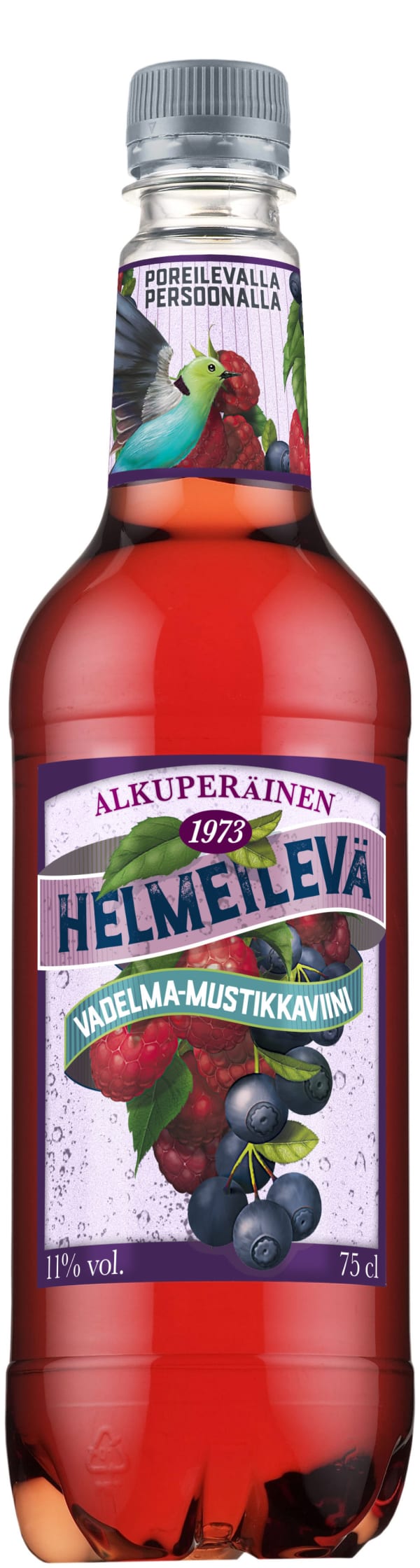 Helmeilevä Vadelma-mustikkaviini muovipullo