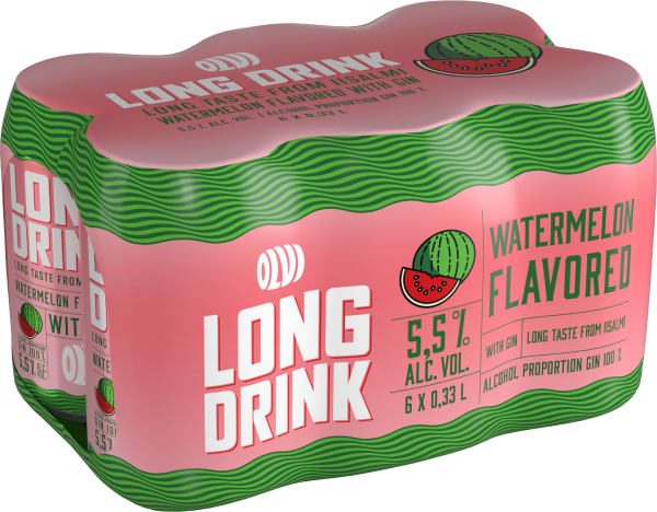 Olvi Long Drink Watermelon  6-pack tölkki