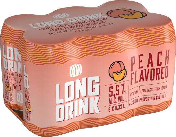 Olvi Long Drink Peach 6-pack tölkki