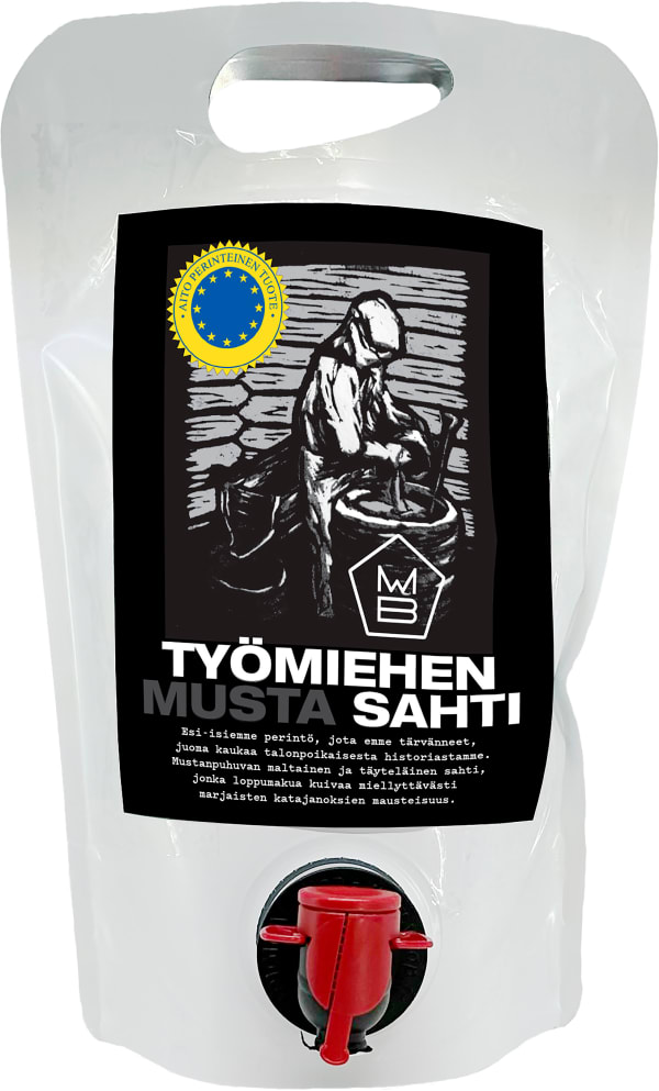 Työmiehen Musta Sahti 2025 hanapakkaus