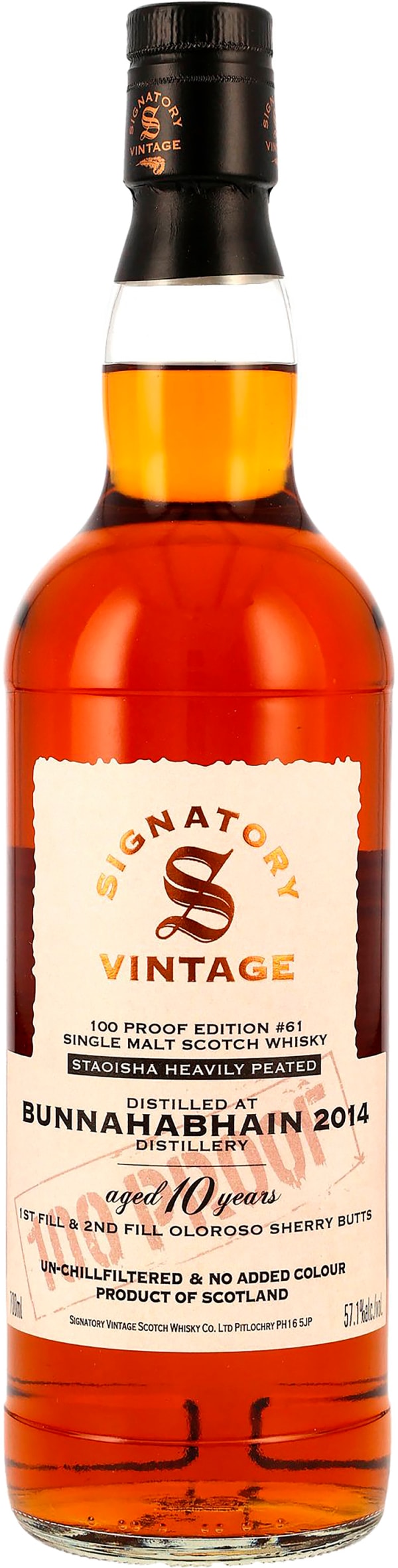 Signatory Vintage Bunnahabhain 10 Year Old Staoisha Heavily Peated Single Malt