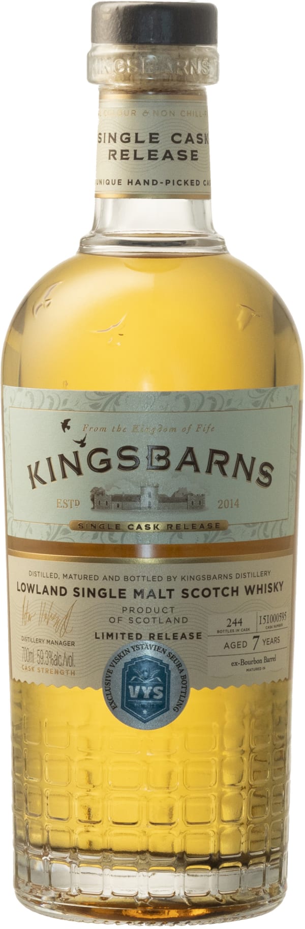 Kingsbarns VYS Single Cask Release Bourbon Barrel Single Malt